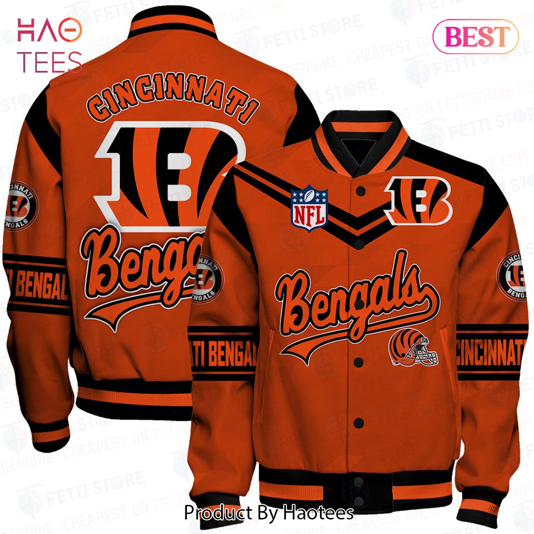[BEST] Cincinnati Bengals National Football League Pattern Varsity Jacket