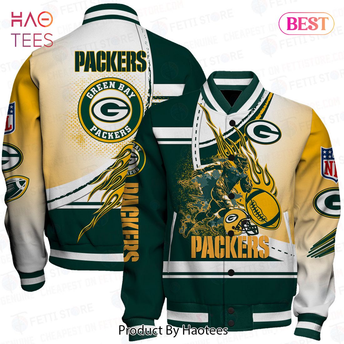 BEST Green Bay Packers National Football League Pattern Varsity Jacket BEST Green Bay Packers National Football League Pattern Varsity Jacket