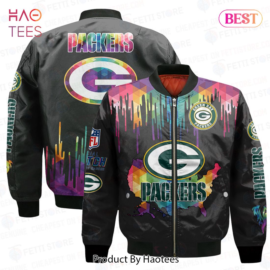 BEST Green Bay PackersNational Football League AOP Bomber Jacket