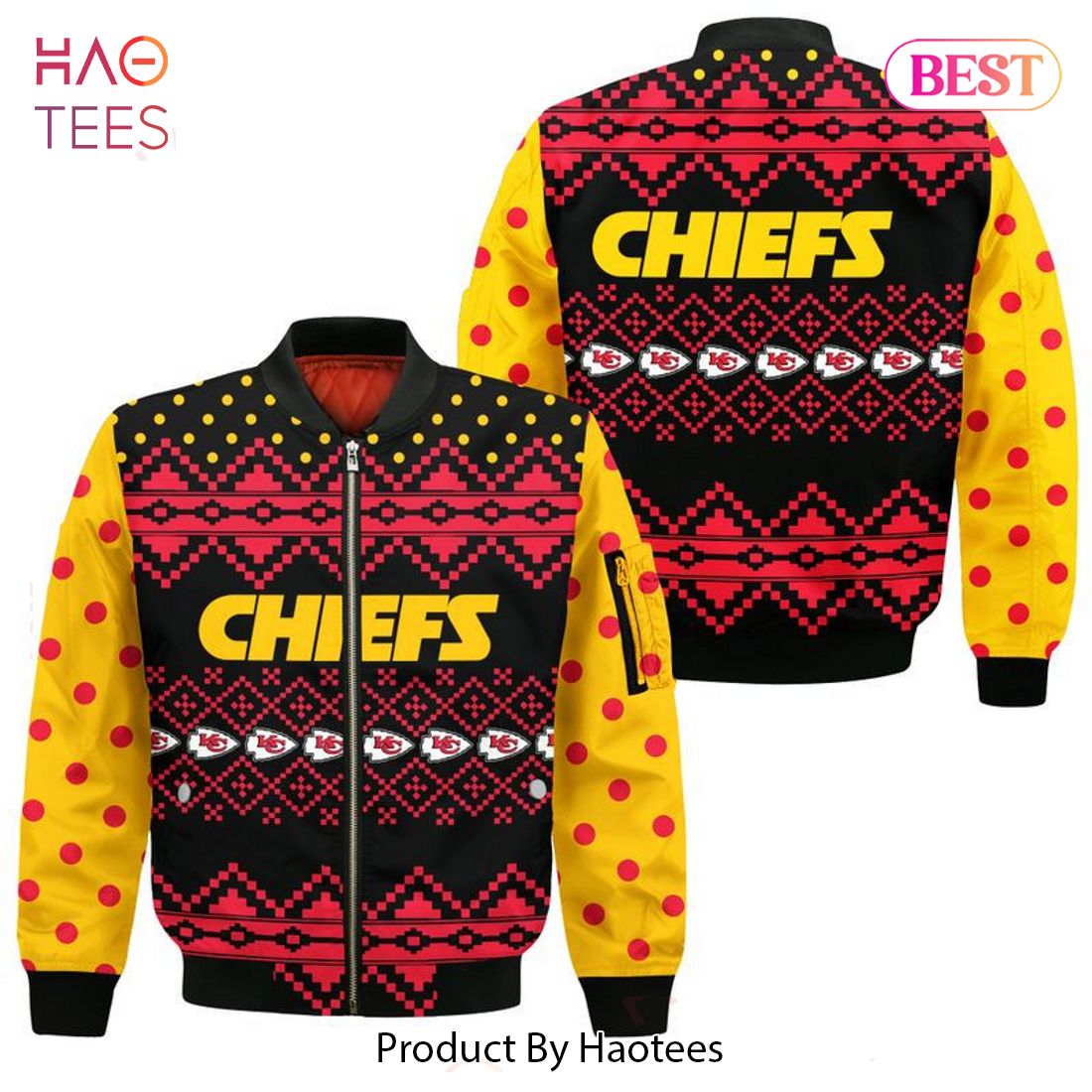 BEST Kansas City Chiefs Christmas Pattern Bomber Jacket