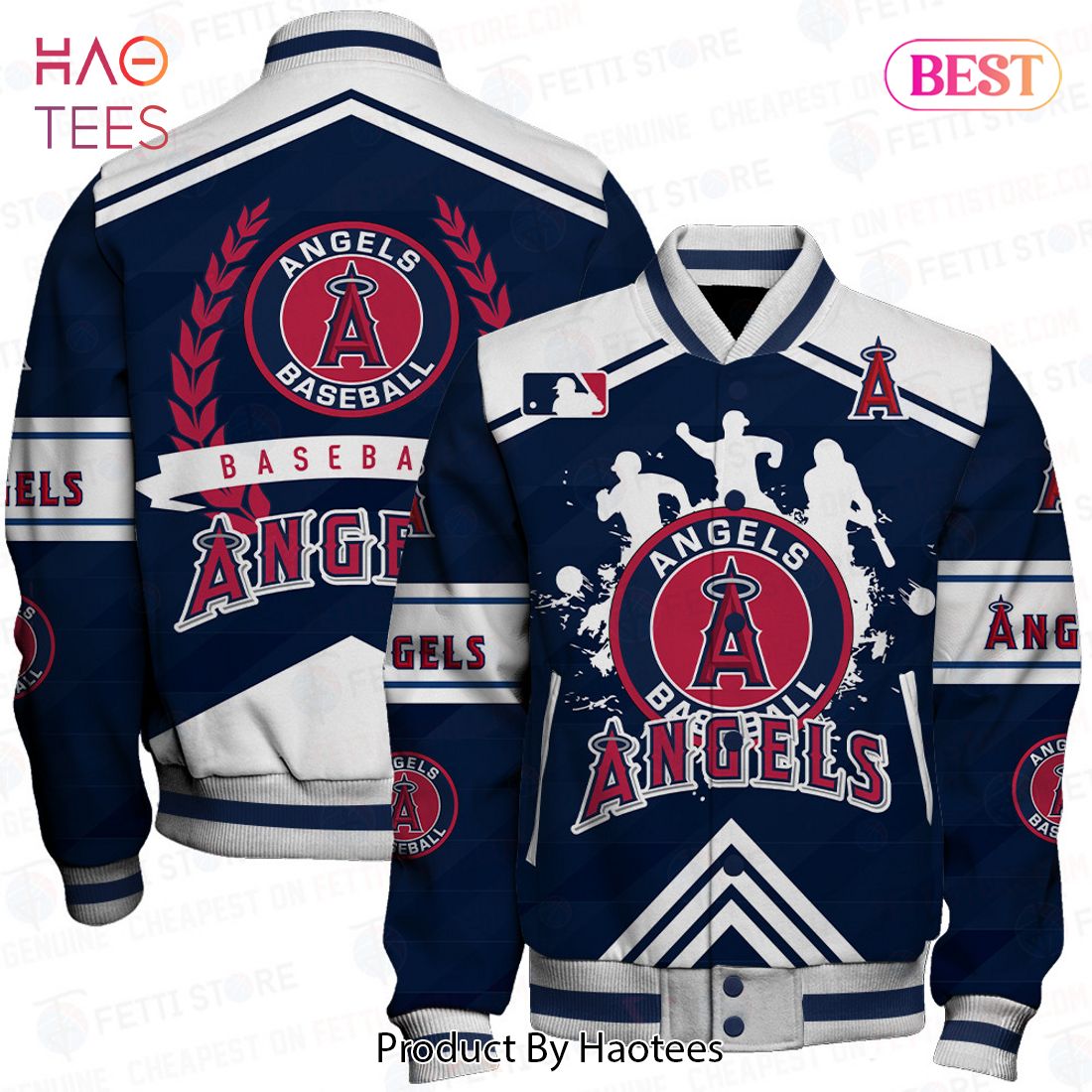 BEST Los Angeles Angels Major League Baseball Pattern Varsity Jacket