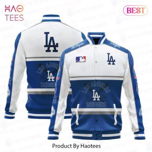 [BEST] Los Angeles Dodgers Baseball White And Dark Blue Pattern Varsity Jacket