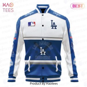 [BEST] Los Angeles Dodgers Baseball White And Dark Blue Pattern Varsity Jacket