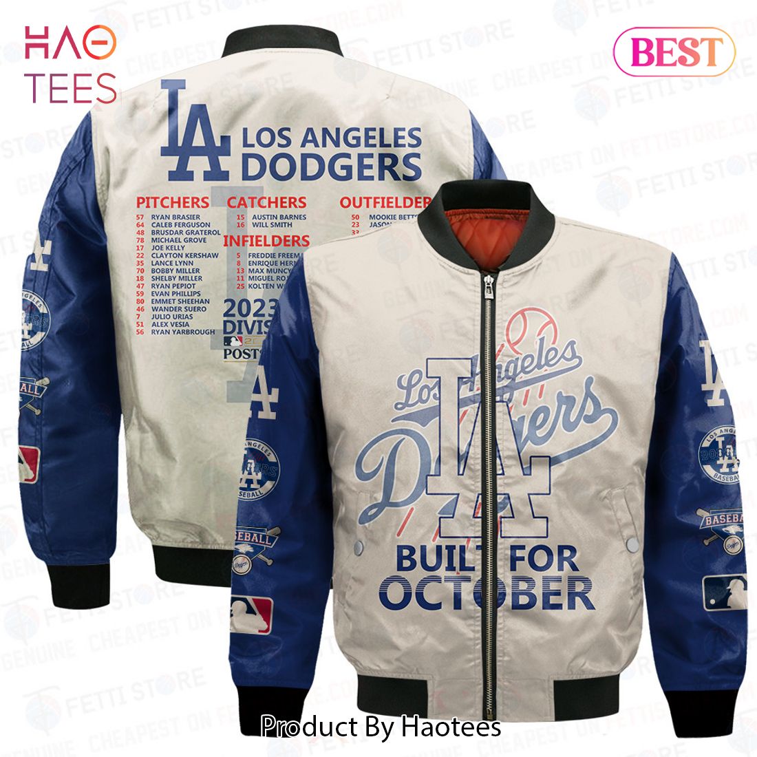 BEST Los Angeles Dodgers Built For October AOP Bomber Jacket