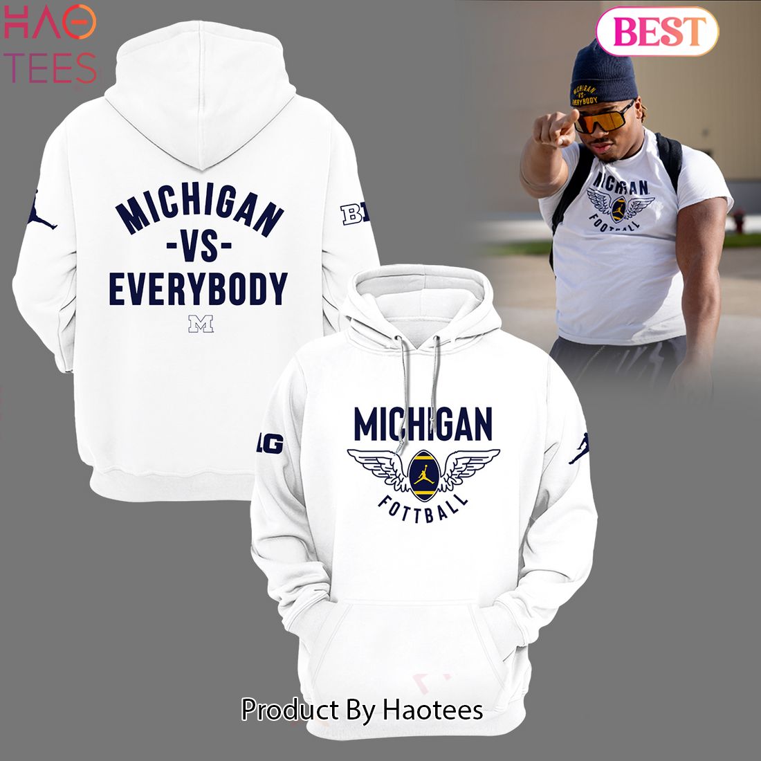 BEST Michigan Vs Everybody Michigan Wolverines White Hoodie BEST Michigan Vs Everybody Michigan Wolverines White Hoodie