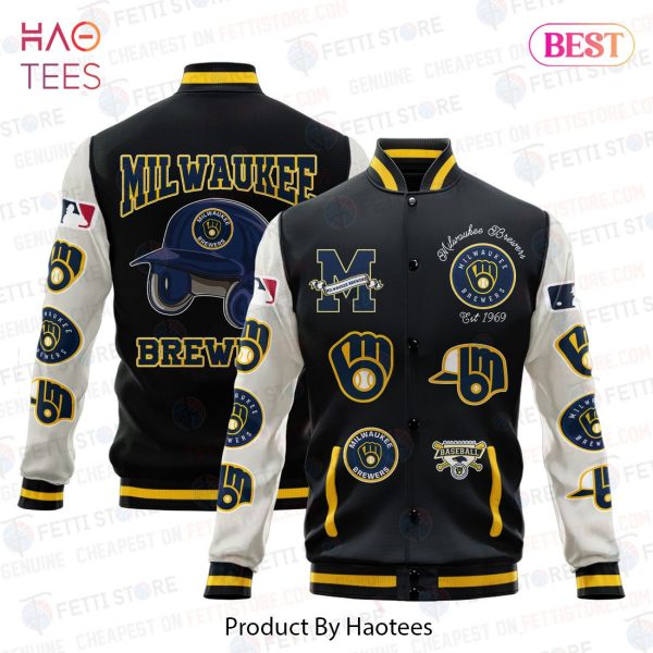 [BEST] Milwaukee Brewers Major League Baseball AOP Varsity Jacket