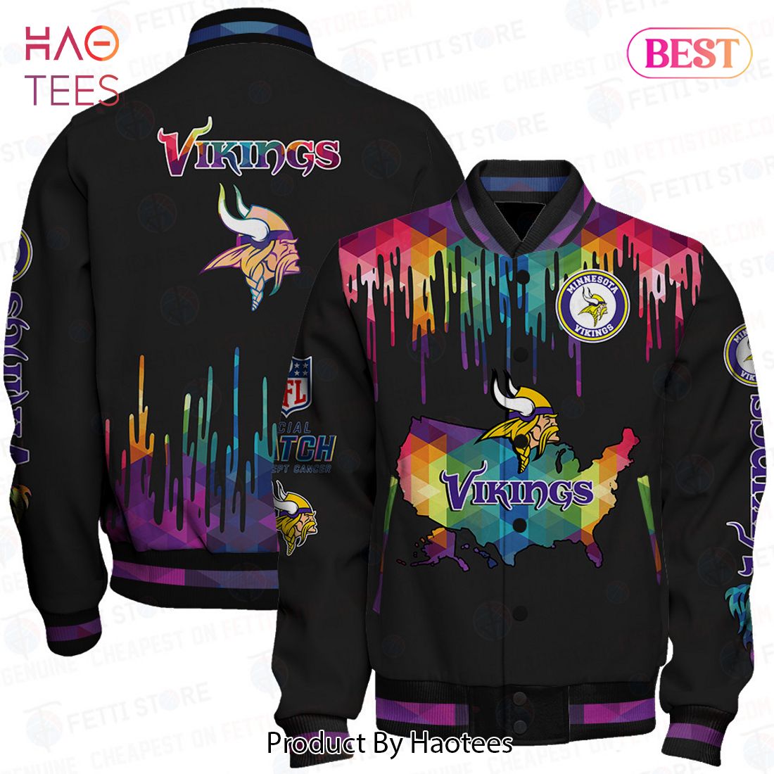 BEST Minnesota Vikings National Football League AOP Varsity Jacket BEST Minnesota Vikings National Football League AOP Varsity Jacket