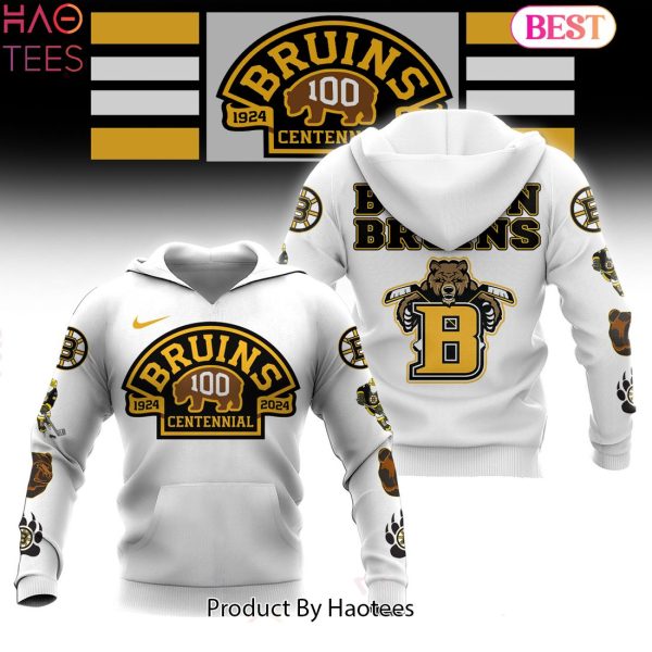 BEST NHL Boston Bruins 100 Centennial White Hoodie
