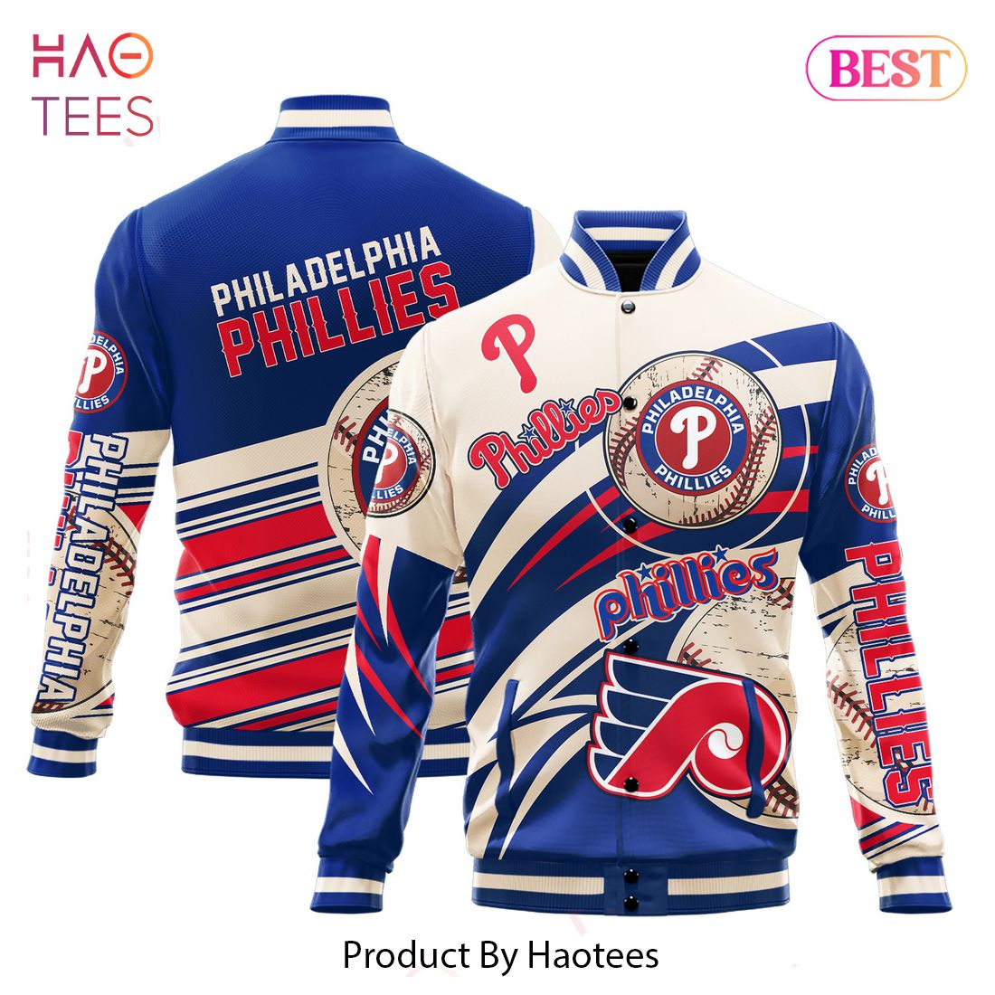 BEST Philadelphia Phillies Major League Baseball AOP Varsity Jacket