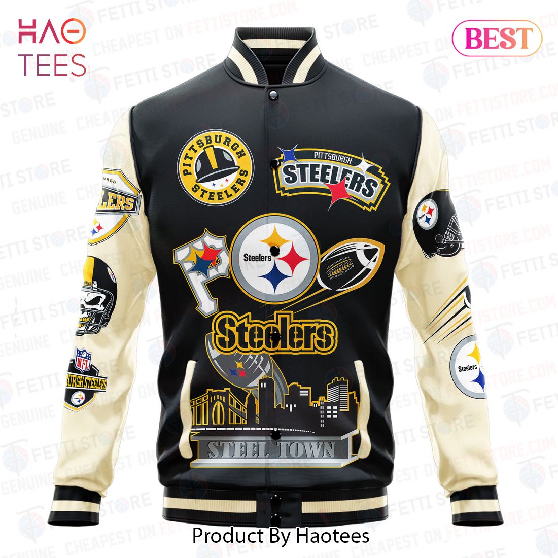 BEST Pittsburgh Steelers National Football League Pattern Varsity Jacket BEST Pittsburgh Steelers National Football League Pattern Varsity Jacket