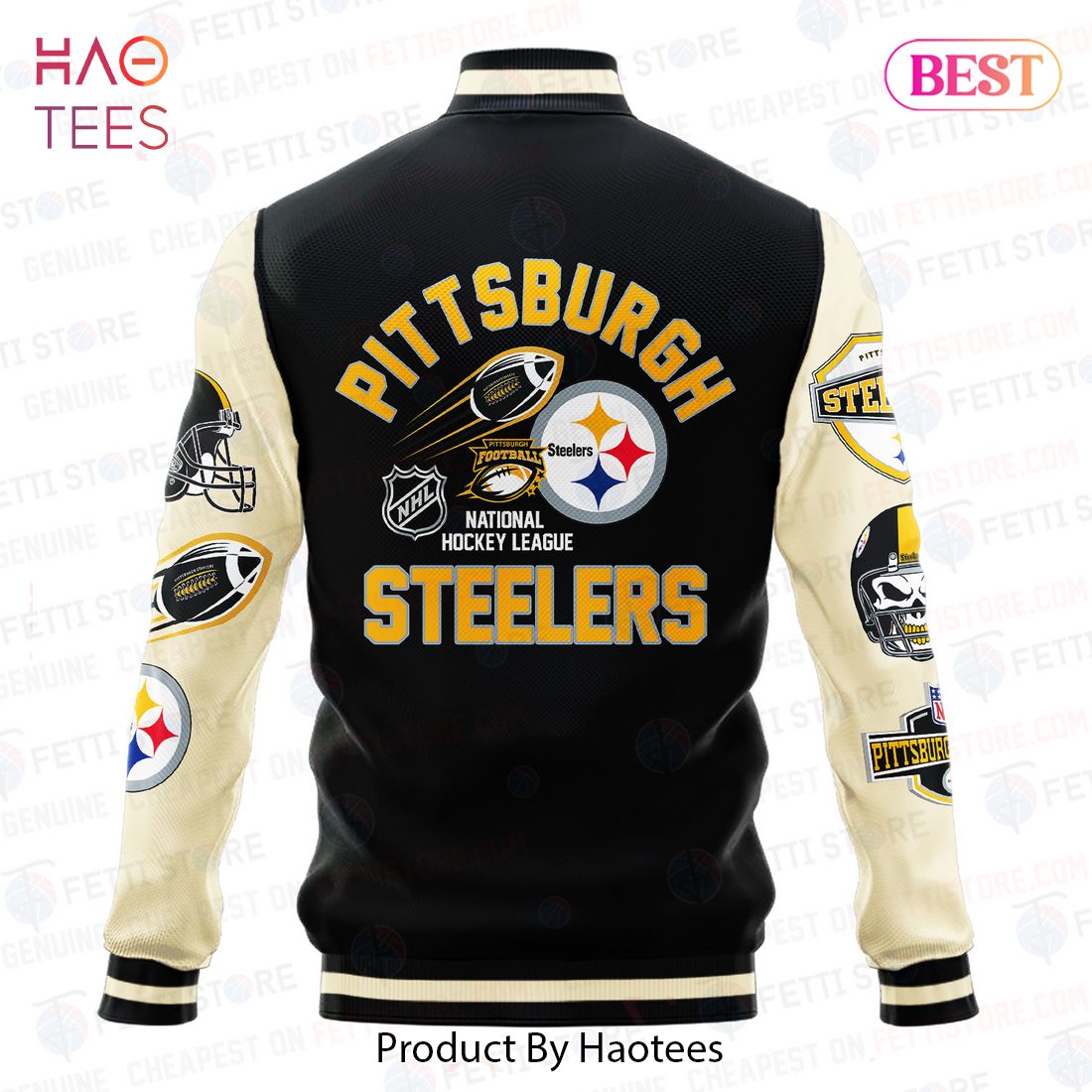BEST Pittsburgh Steelers National Football League Pattern Varsity Jacket BEST Pittsburgh Steelers National Football League Pattern Varsity Jacket