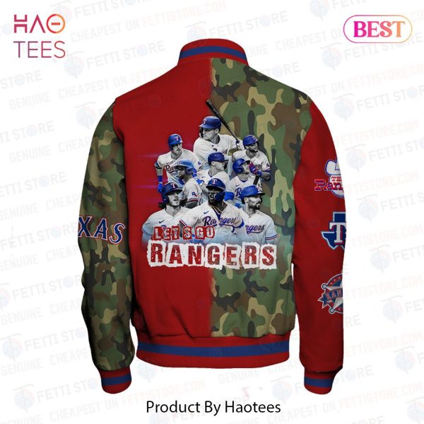 BEST Texas Rangers MLB Camo Pattern Varsity Jacket