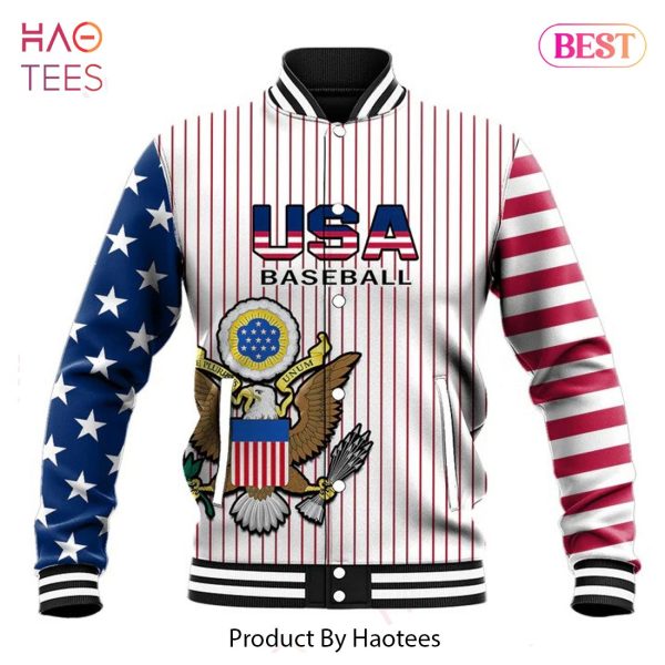 BEST USA Pattern Personalized Name White Logo Ver 3D Bomber Jacket Gift For Fan