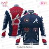 HOT Atlanta Braves Baseball White And Dark Blue Pattern Varsity Jacket