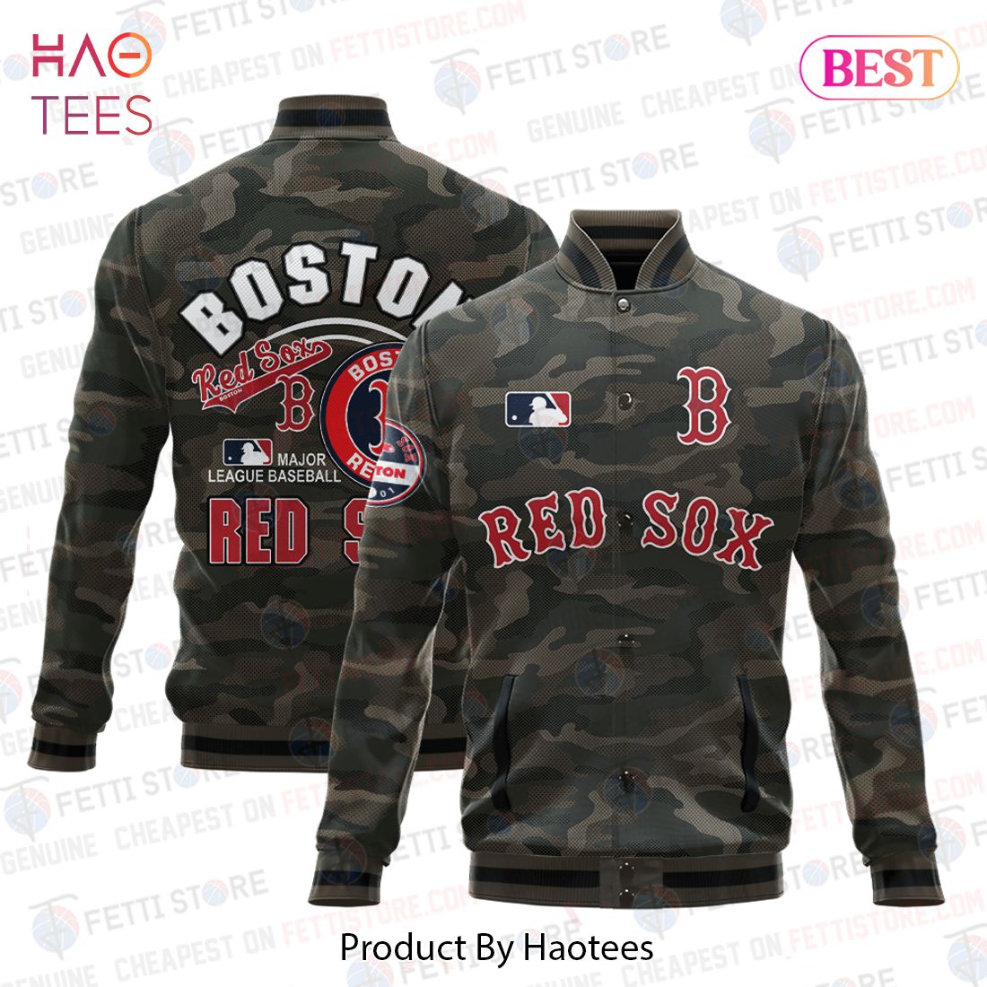HOT Boston Red Sox Major League Baseball Camo AOP Varsity Jacket