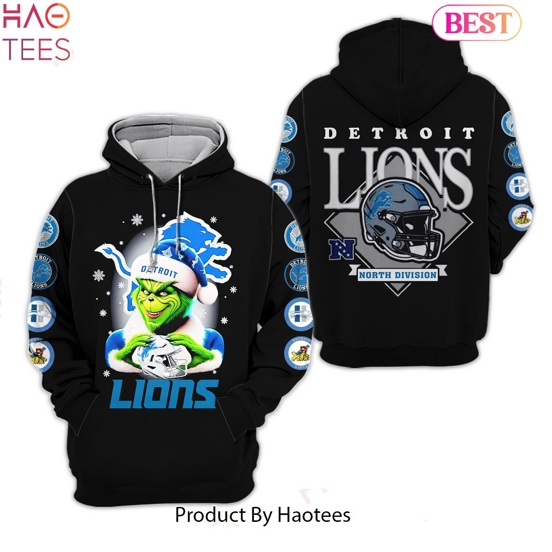 HOT Detroit Lions Christmas All Over Printed Clothes Hoodie