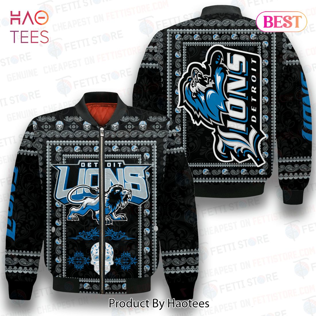 HOT Detroit Lions Classic Pattern NFL 3D Bomber Jacket
