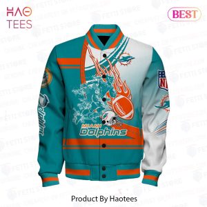HOT Miami Dolphins National Football League Pattern Varsity Jacket