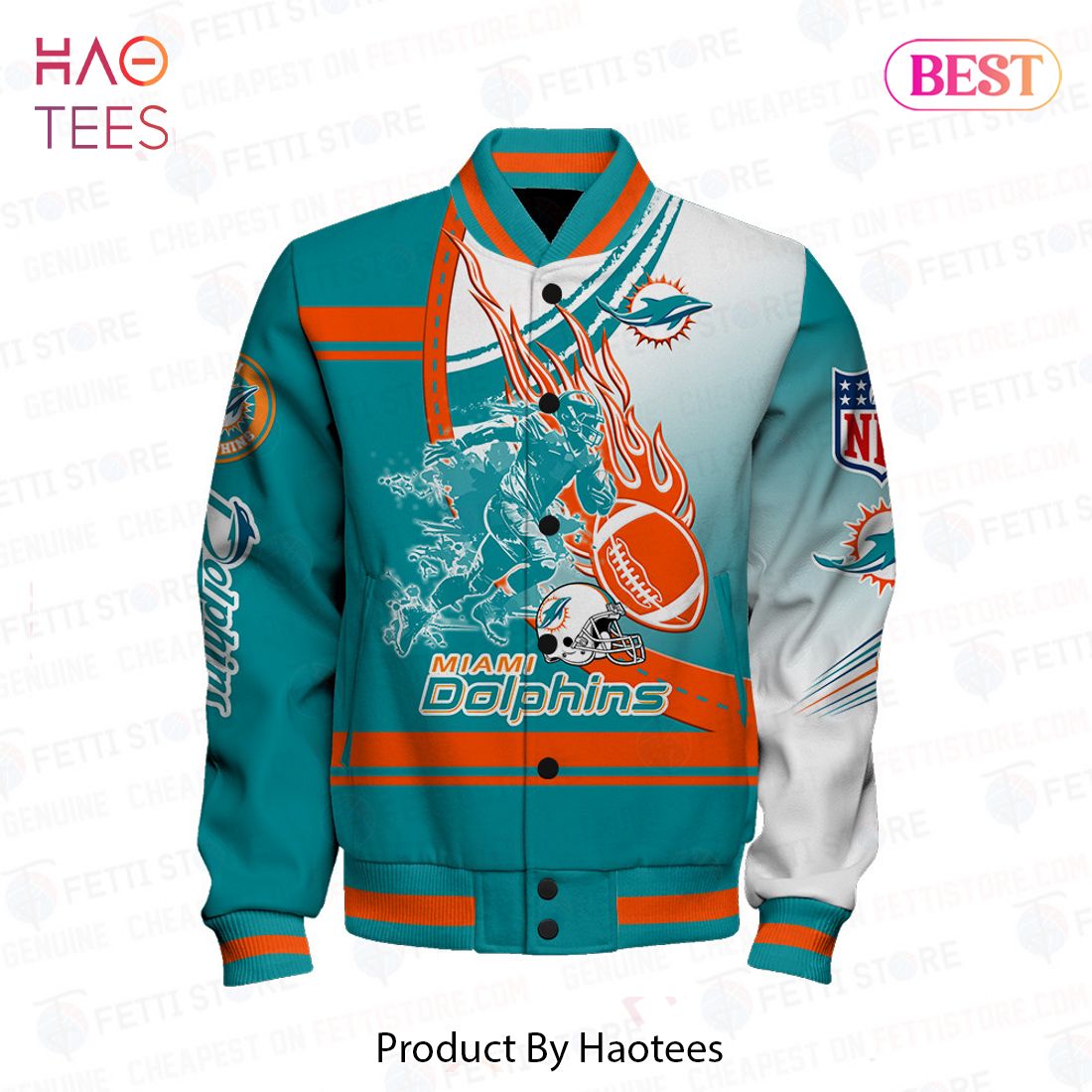 HOT Miami Dolphins National Football League Pattern Varsity Jacket HOT Miami Dolphins National Football League Pattern Varsity Jacket