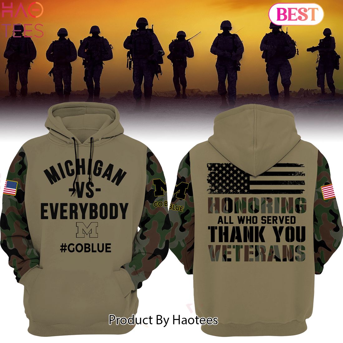 HOT Michigan Wolverines Football Veterans Day Camo Hoodie