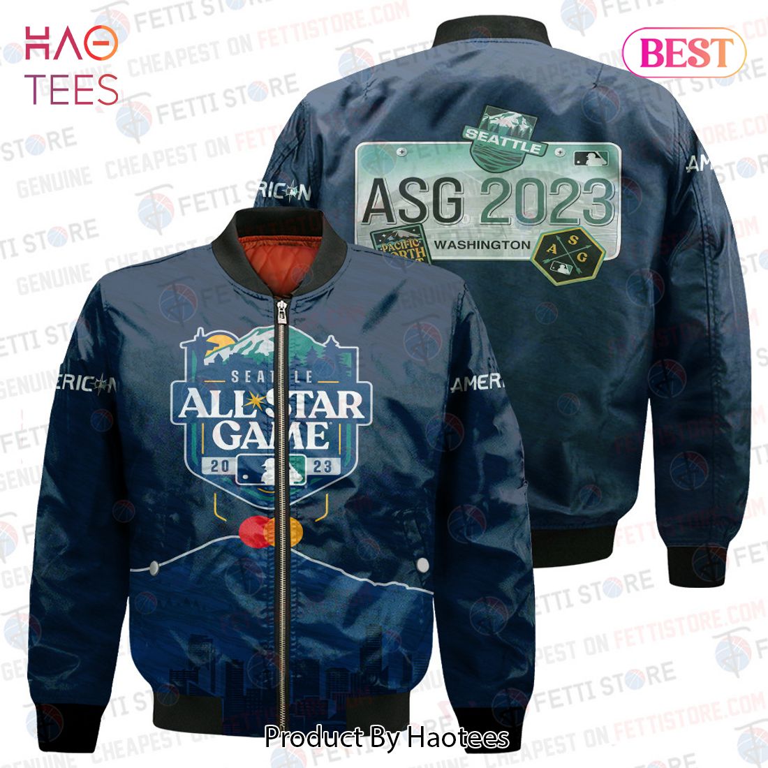 HOT MLB All Star 2023 Baseball Pattern Navy 3D Bomber Jacket