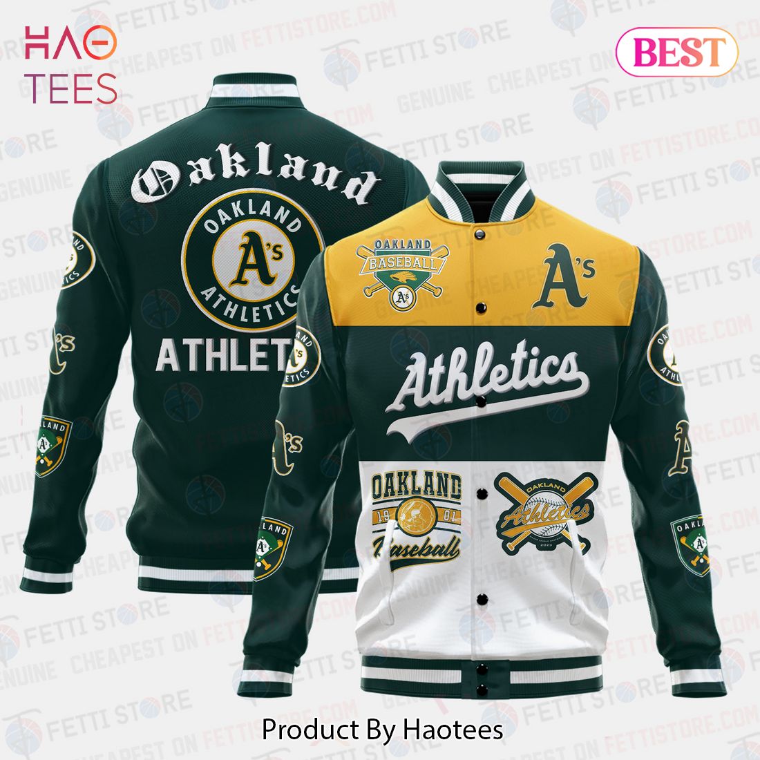 HOT Oakland Athletics Symbol Vintage Design Varsity Jacket