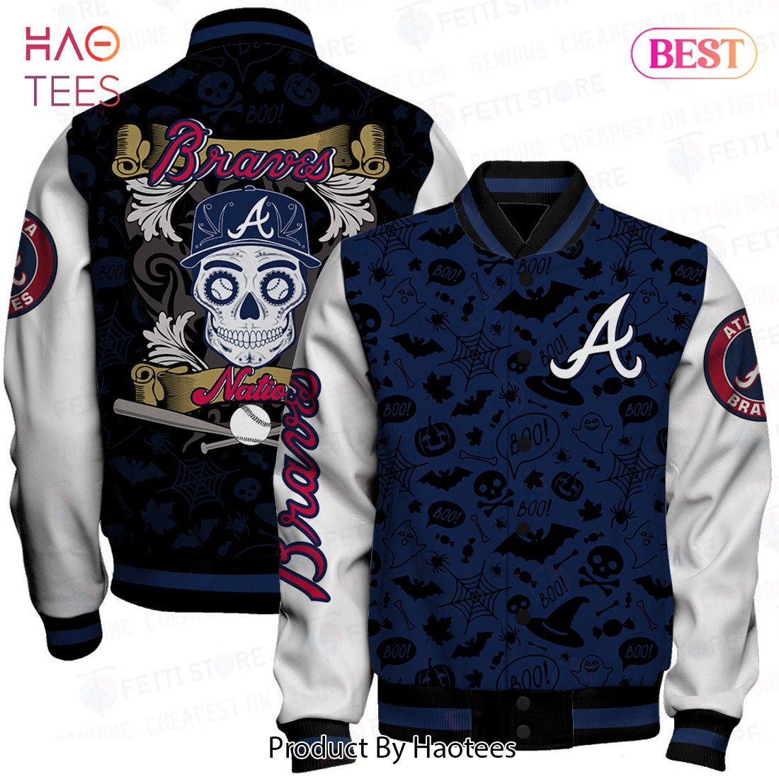 HOT TREND Atlanta Braves MLB Halloween Pattern Varsity Jacket