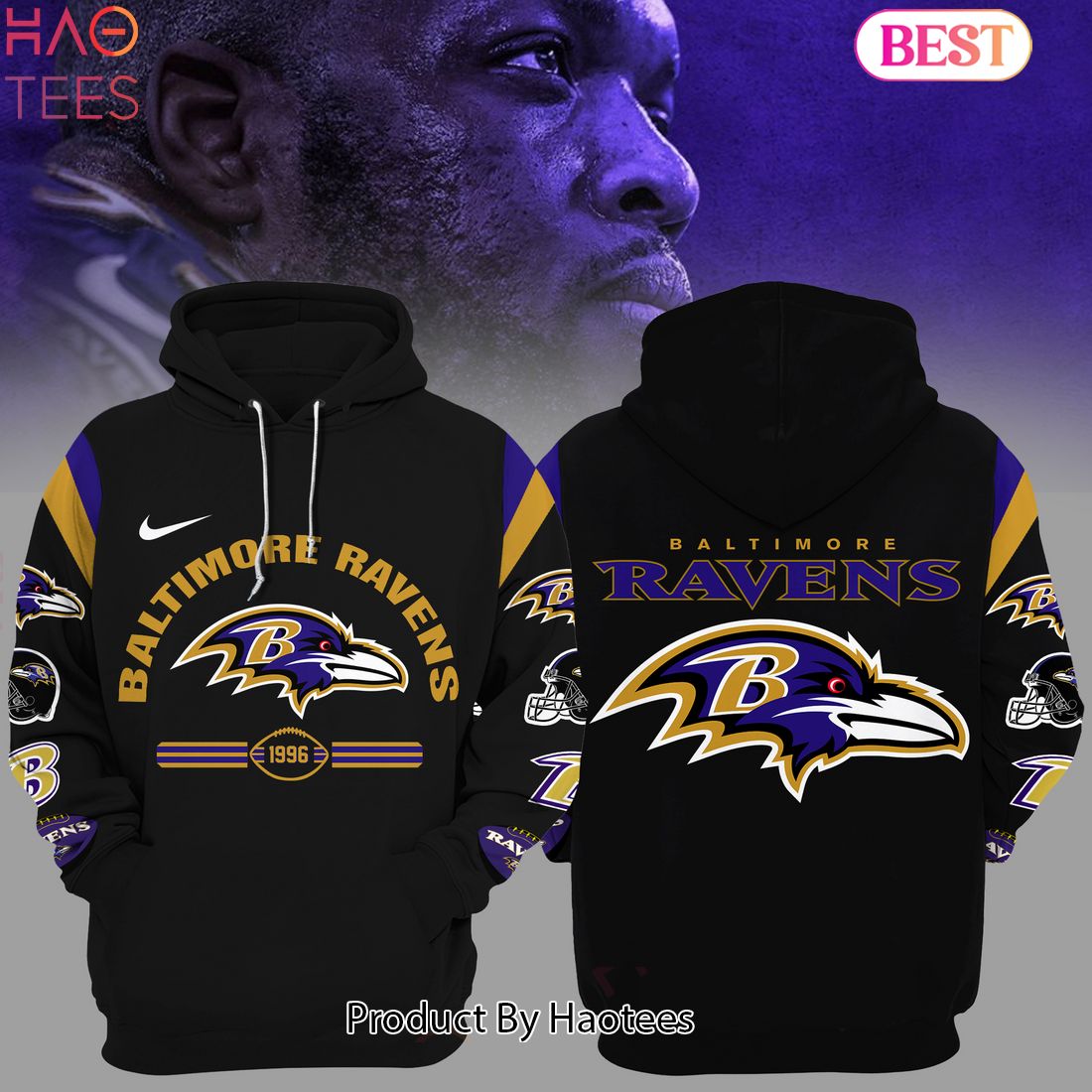 HOT TREND Baltimore Ravens 1996 Black Hoodie