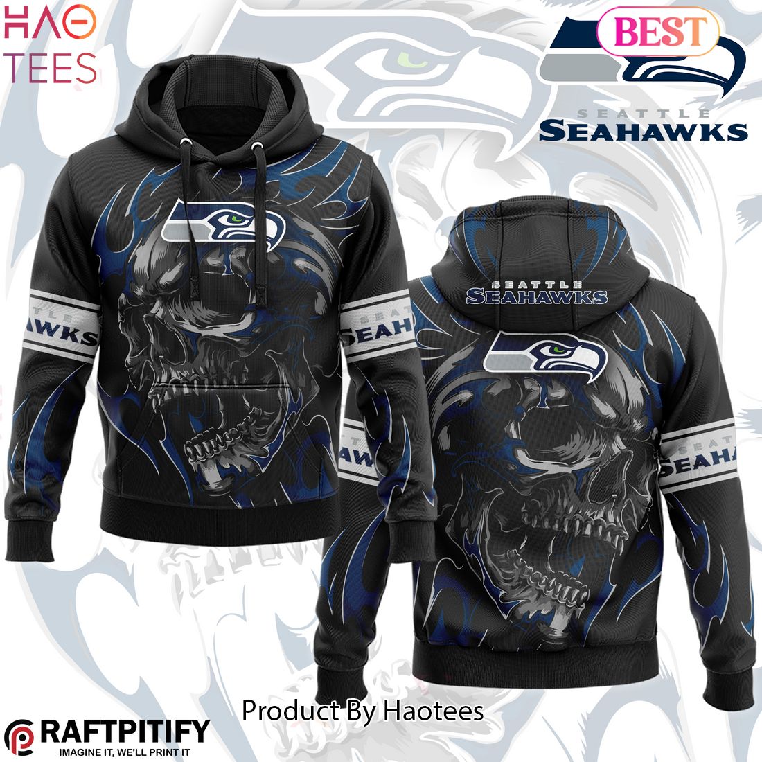 HOT TREND Seattle Seahawks Punisher Skull Style Hoodie