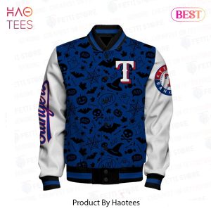 HOT TREND Texas Rangers MLB Halloween Pattern Varsity Jacket