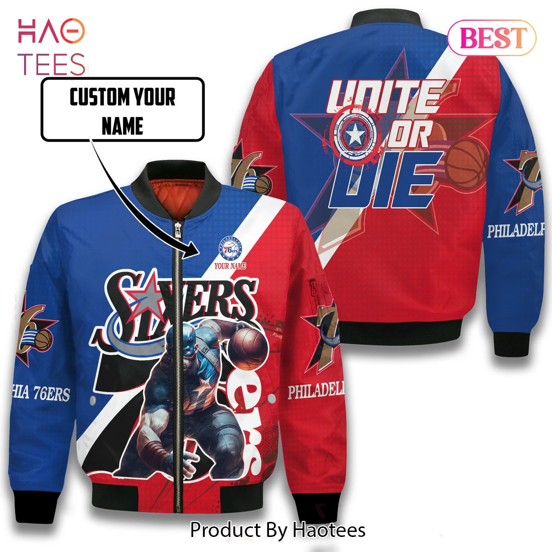 LIMITED Captain Art Philadelphia 76ers Pattern Personalized Name 3D Bomber Jacket Gift For Fan