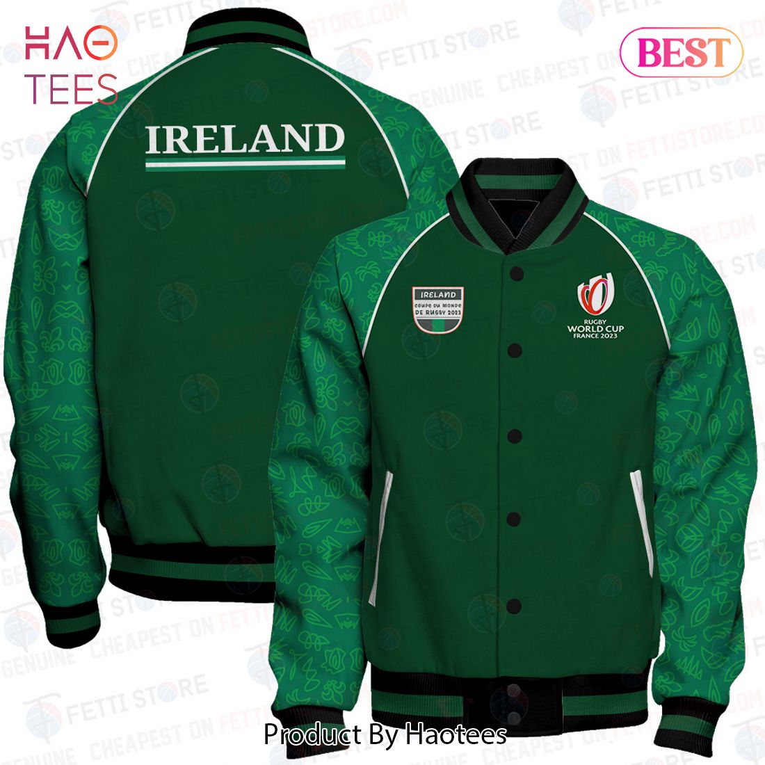 LIMITED Ireland Rugby World Cup France 2023 Varsity Jacket LIMITED Ireland Rugby World Cup France 2023 Varsity Jacket
