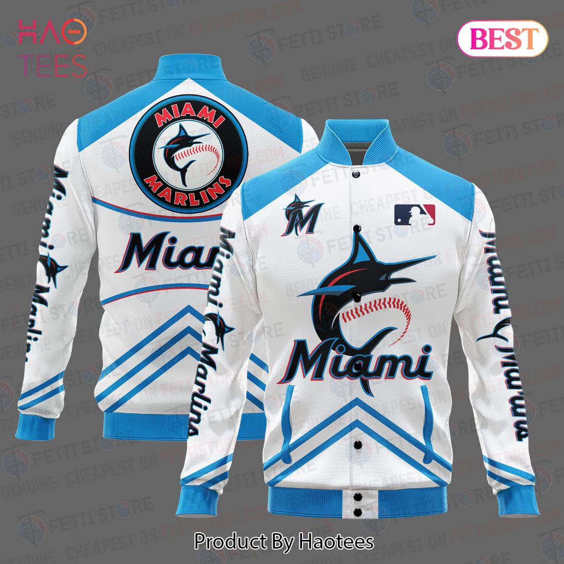 LIMITED Miami Marlins Major League Baseball AOP Varsity Jacket LIMITED Miami Marlins Major League Baseball AOP Varsity Jacket