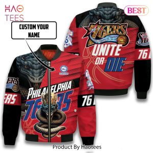 LIMITED Snake Crown Philadelphia 76ers Pattern Personalized Name 3D Bomber Jacket Gift For Fan