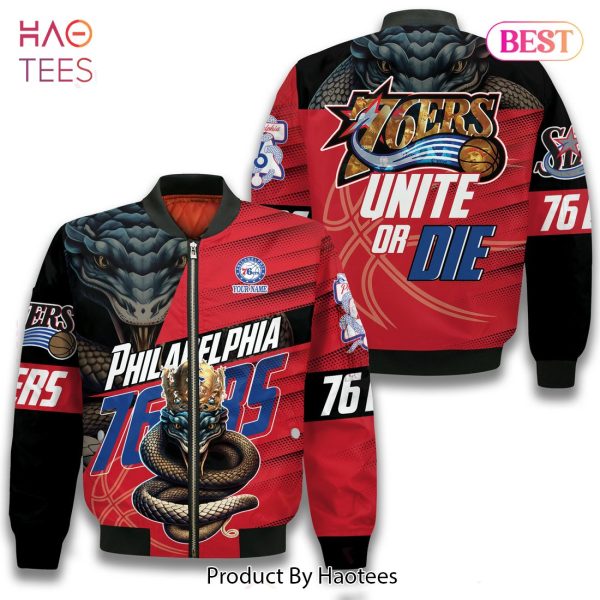 LIMITED Snake Crown Philadelphia 76ers Pattern Personalized Name 3D Bomber Jacket Gift For Fan