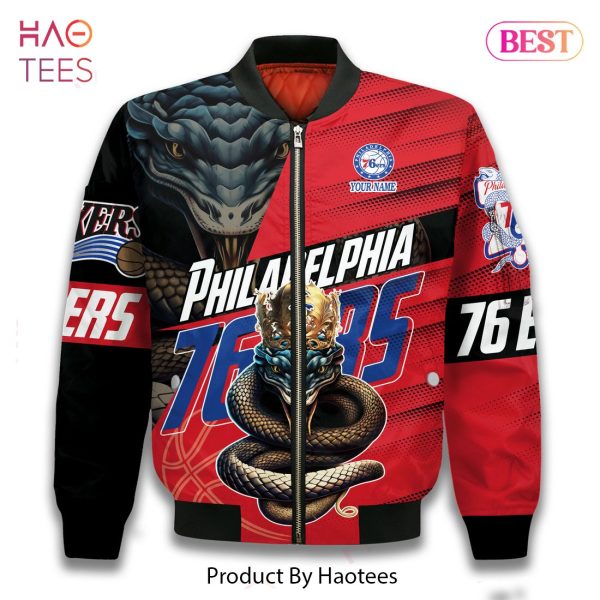 LIMITED Snake Crown Philadelphia 76ers Pattern Personalized Name 3D Bomber Jacket Gift For Fan