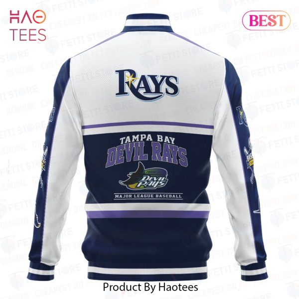 LIMITED Tampa Bay Ray Baseball White And Dark Blue Pattern Varsity Jacket