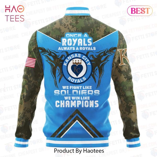 LUXURY Kansas City Royals Major League Baseball Army Forces Pattern Varsity Jacket