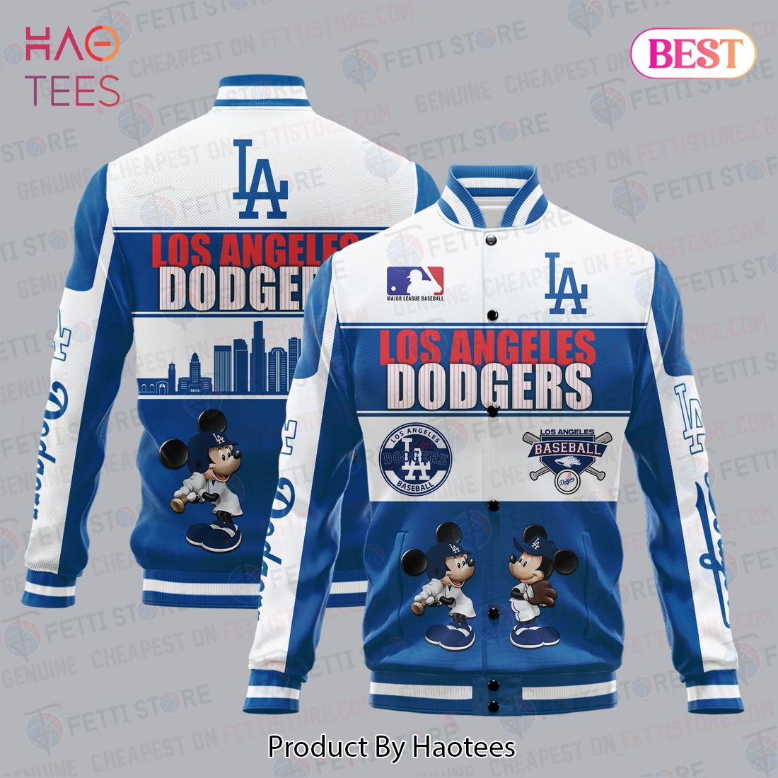 LUXURY Los Angeles Dodgers City And Logo Pattern Print Varsity Jacket LUXURY Los Angeles Dodgers City And Logo Pattern Print Varsity Jacket