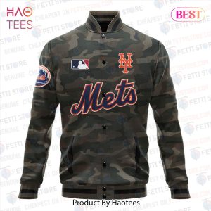 LUXURY New York Mets Major League Baseball Camo AOP Varsity Jacket