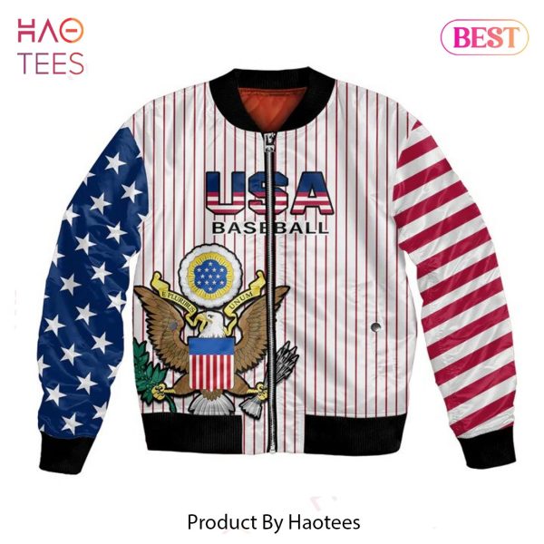 LUXURY USA Pattern Personalized Name White Logo Ver 2 3D Bomber Jacket Gift For Fan