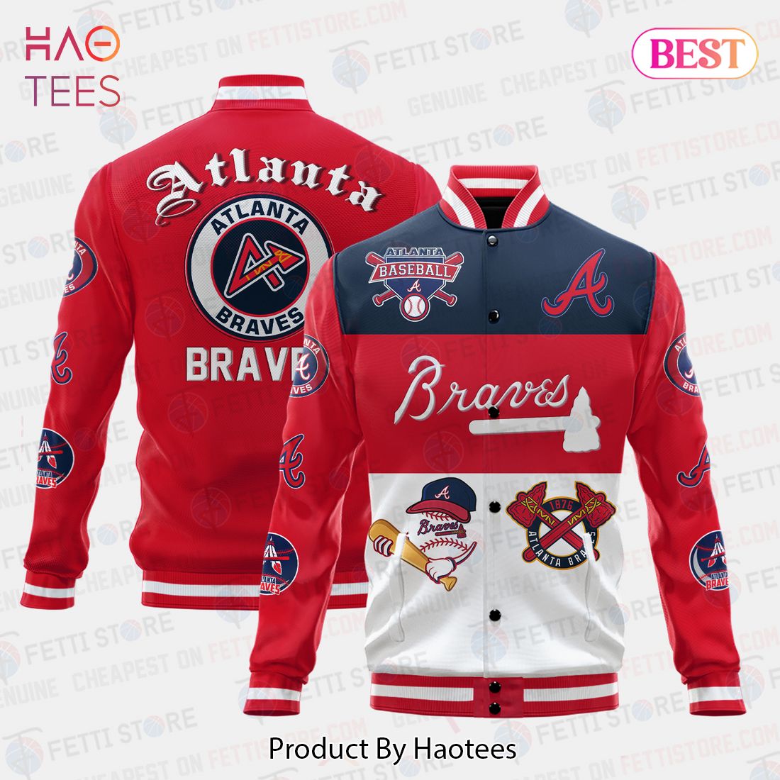 NEW Atlanta Braves Symbol Vintage Design Varsity Jacket