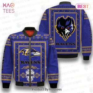 NEW Baltimore Ravens Classic Pattern NFL 3D Bomber Jacket