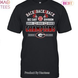 NEW Georgia Bulldogs SEC East Division Back2Back2Back Unisex T-Shirt