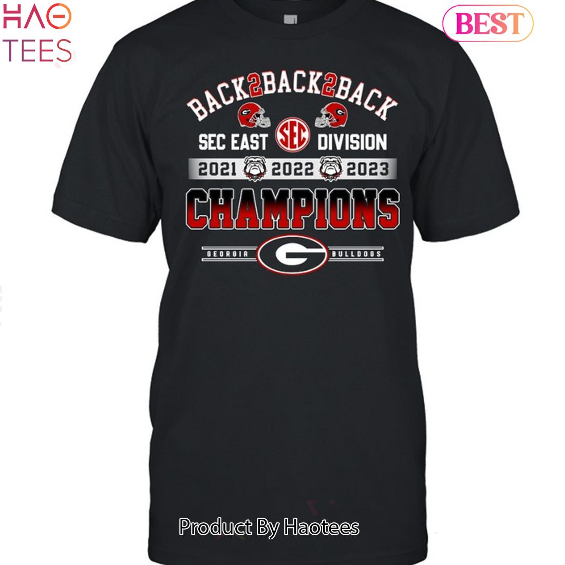 NEW Georgia Bulldogs SEC East Division Back2Back2Back Unisex T-Shirt