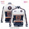 NEW Houston Astros Baseball White And Dark Blue Pattern Varsity Jacket
