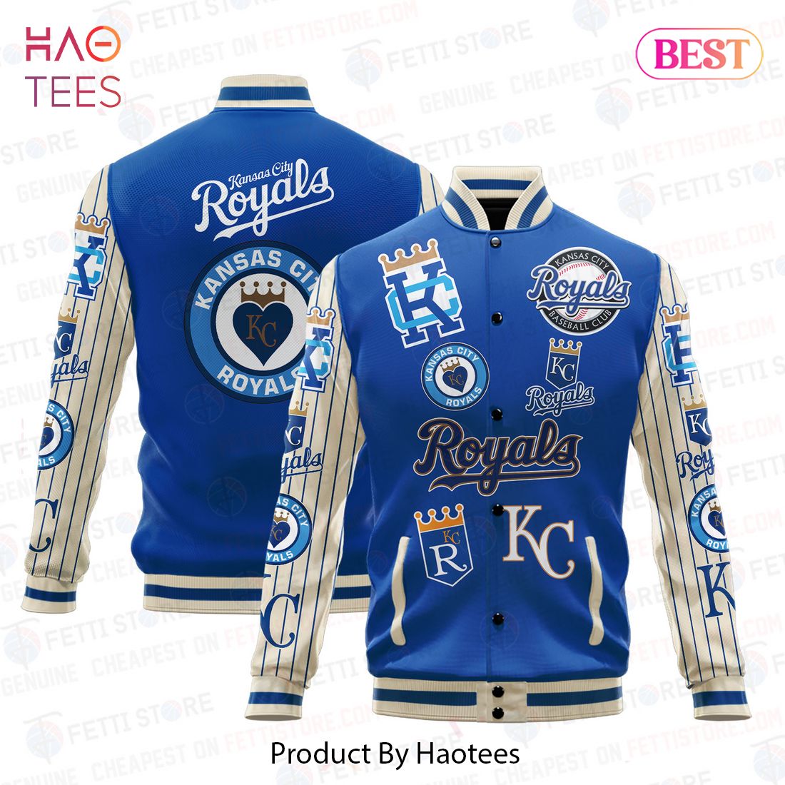 NEW Kansas City Royals Major League Baseball AOP Varsity Jacket