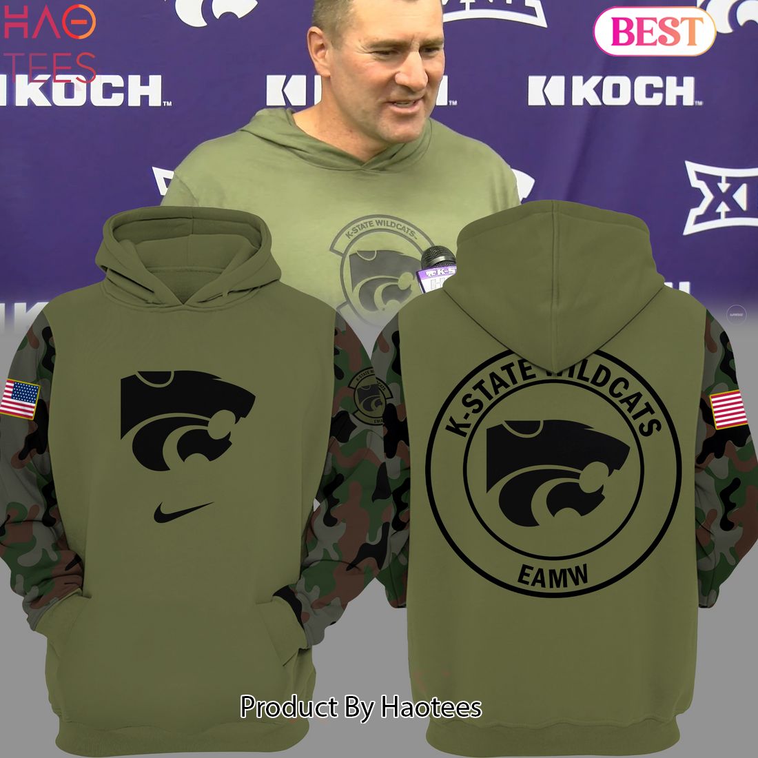 NEW Kansas State Wildcats Football Camo Hoodie