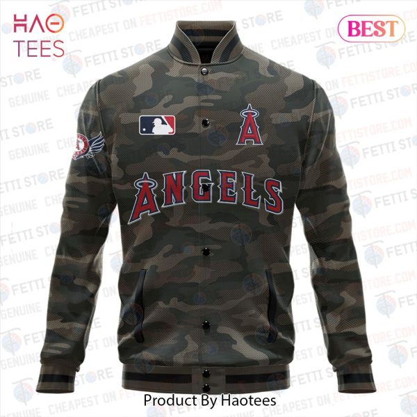 NEW Los Angeles Angels Major League Baseball Camo AOP Varsity Jacket