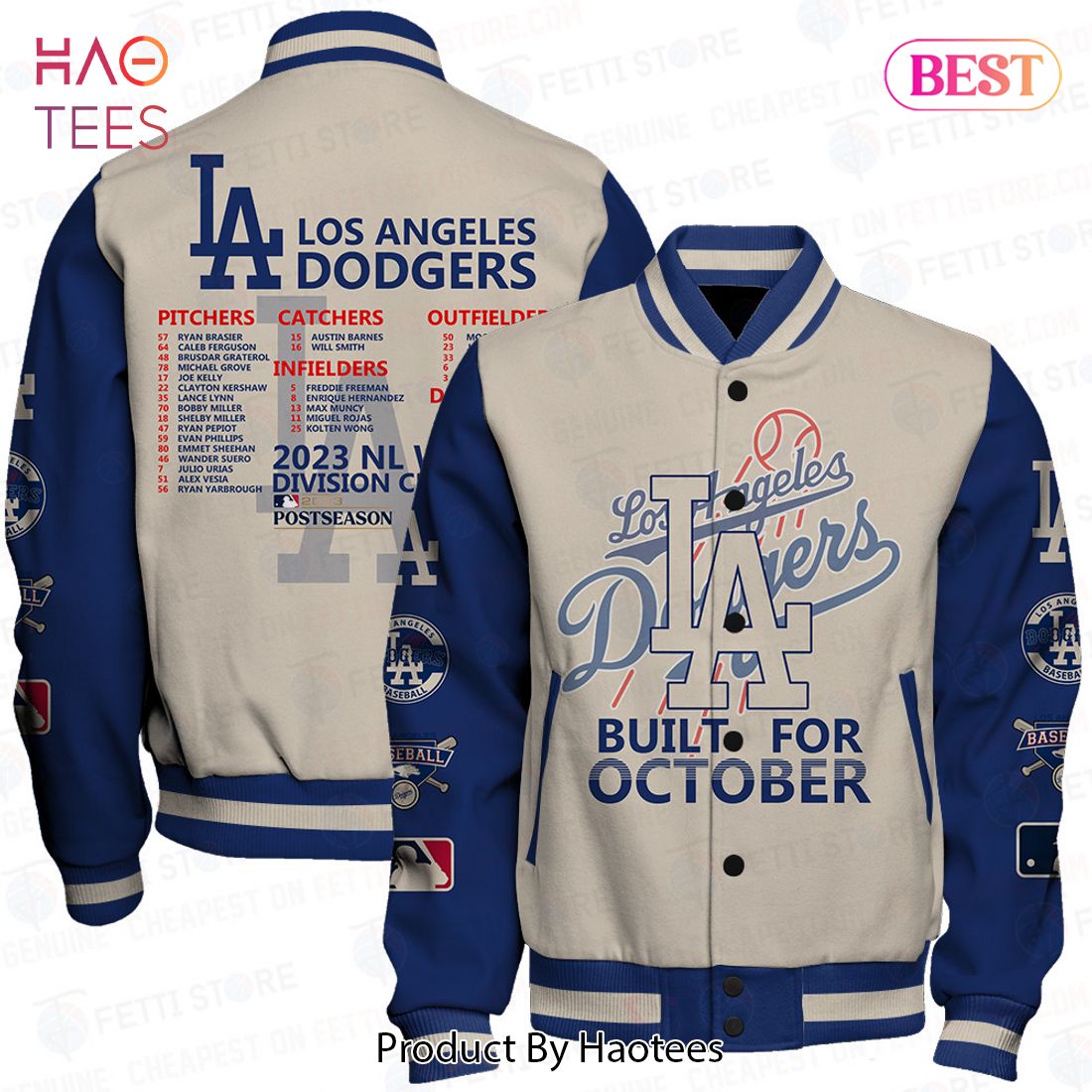 NEW Los Angeles Dodgers Built For October AOP Varsity Jacket NEW Los Angeles Dodgers Built For October AOP Varsity Jacket